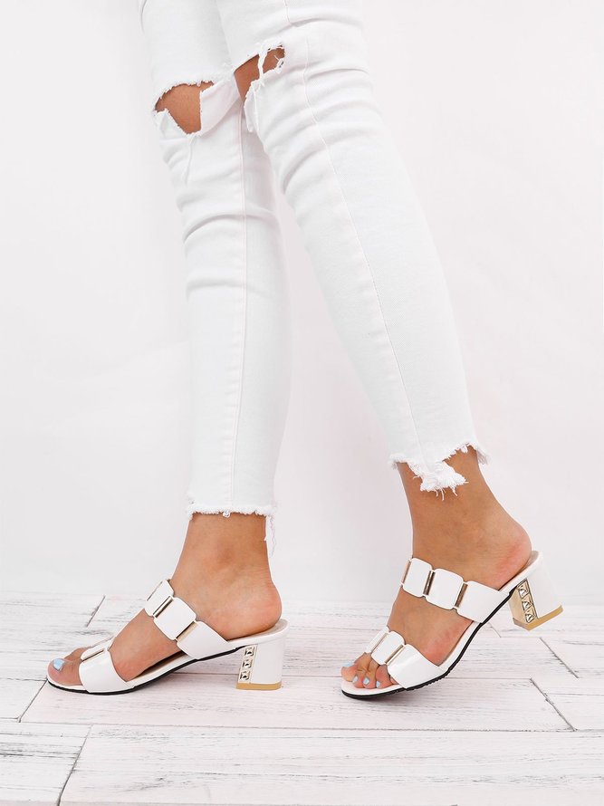 Paillette Slip-on Dress Dress Shoes Women Chunky Heel Sandals | noracora